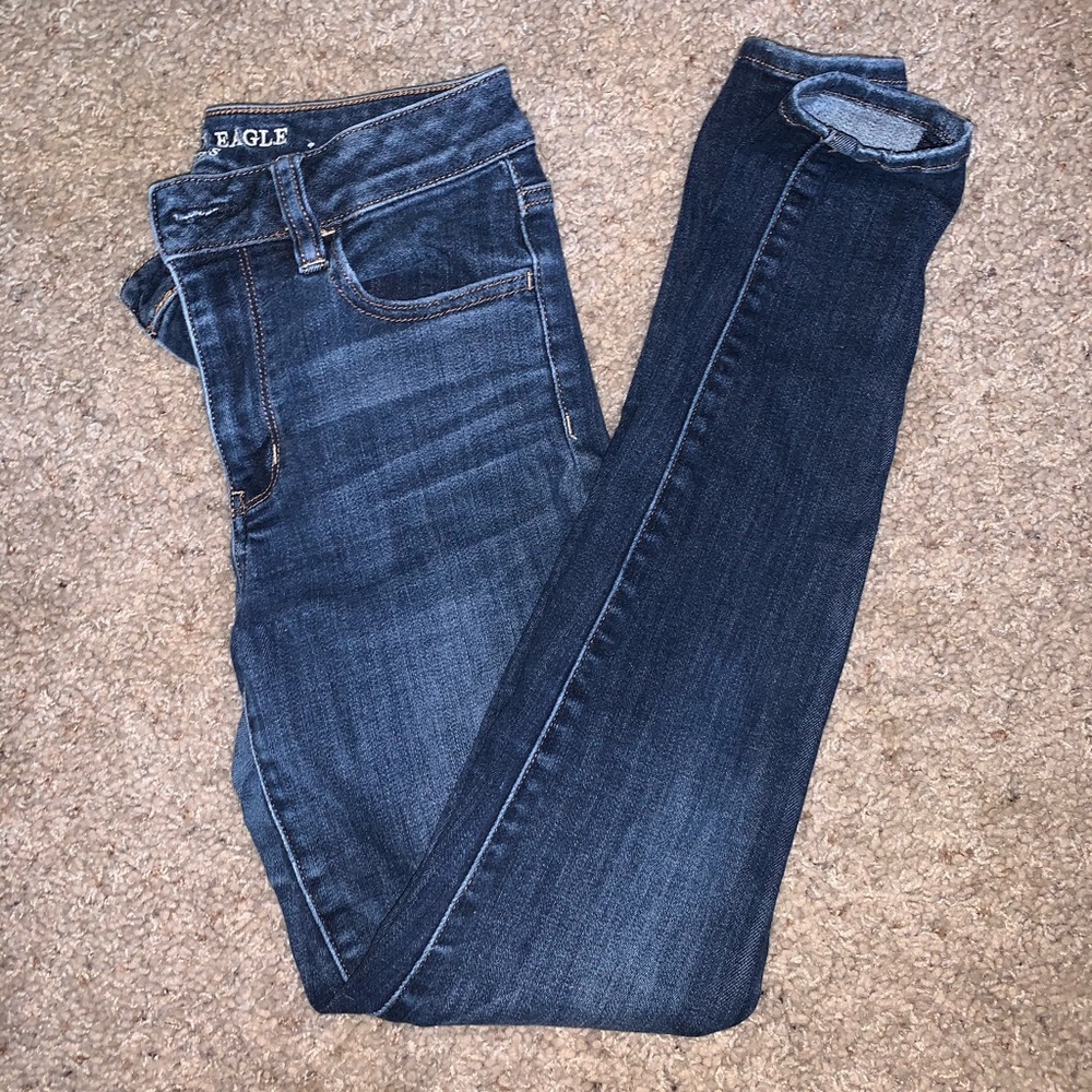 High assisted American eagle dark washed jeans